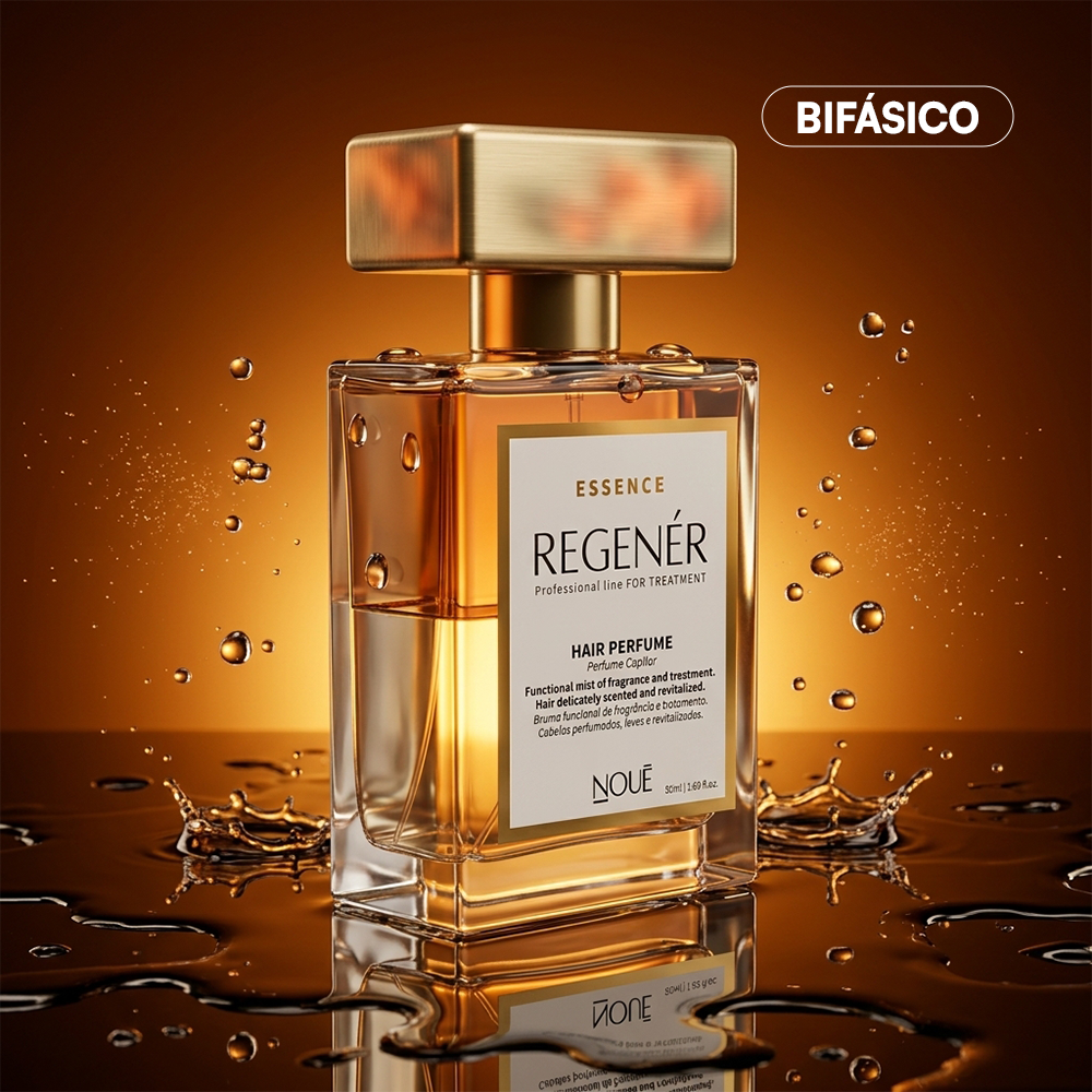 Perfume Regenér bifásico entre gotas de água