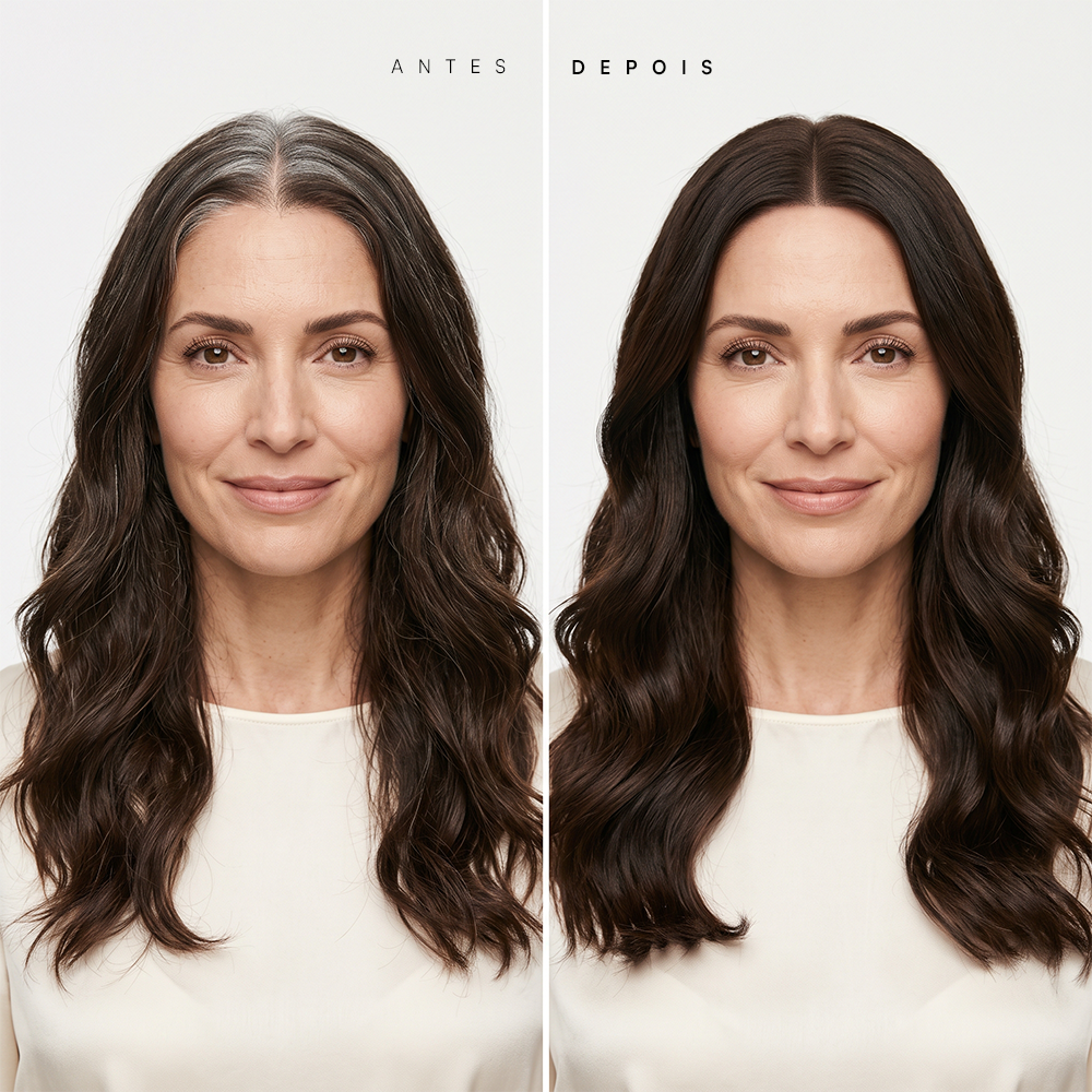 Antes e depois do Camuflage Touch Preto na raiz
