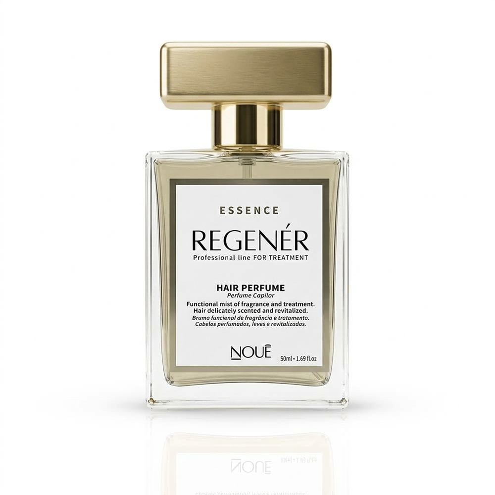 Perfume Regenér 50ml Nouê, frasco com tampa dourada