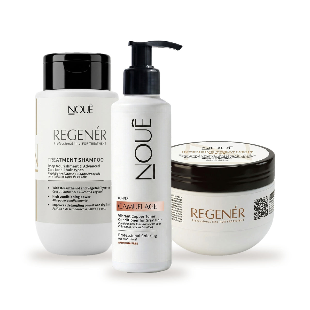 Kit Black Camufla & Nutre Copper: Camuflage Copper, Shampoo Nutritivo Regenér e Máscara Nutrição Intensiva Regenér #Tom do Camuflage_Copper