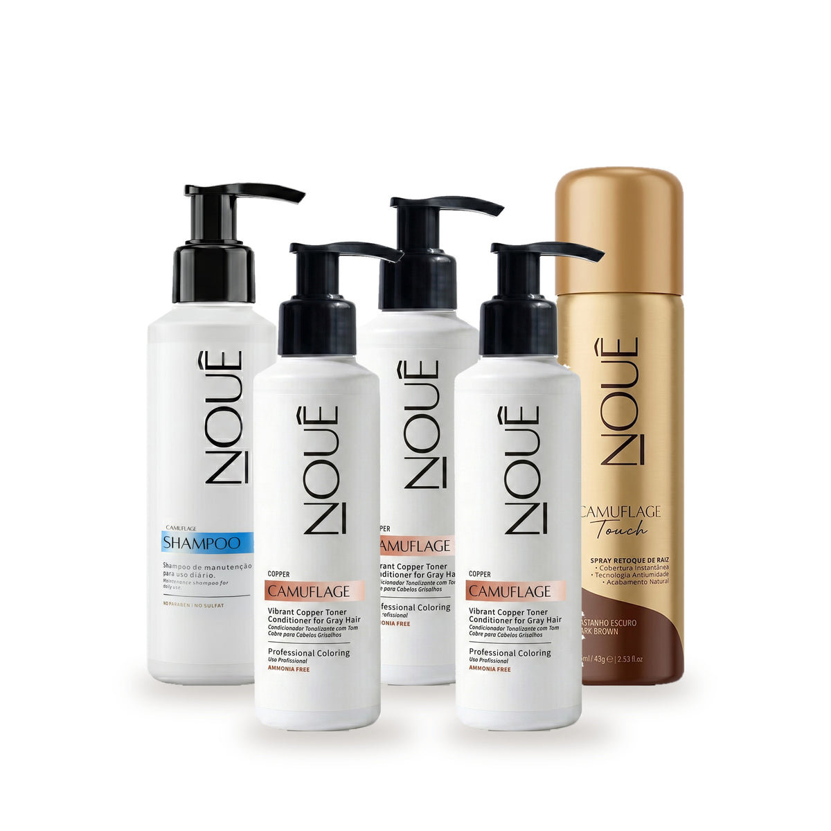 Kit Black Camufla & Retoca Copper: 3 Camuflage Copper, Camuflage Touch e Shampoo Pós #Tom do Camuflage_Copper