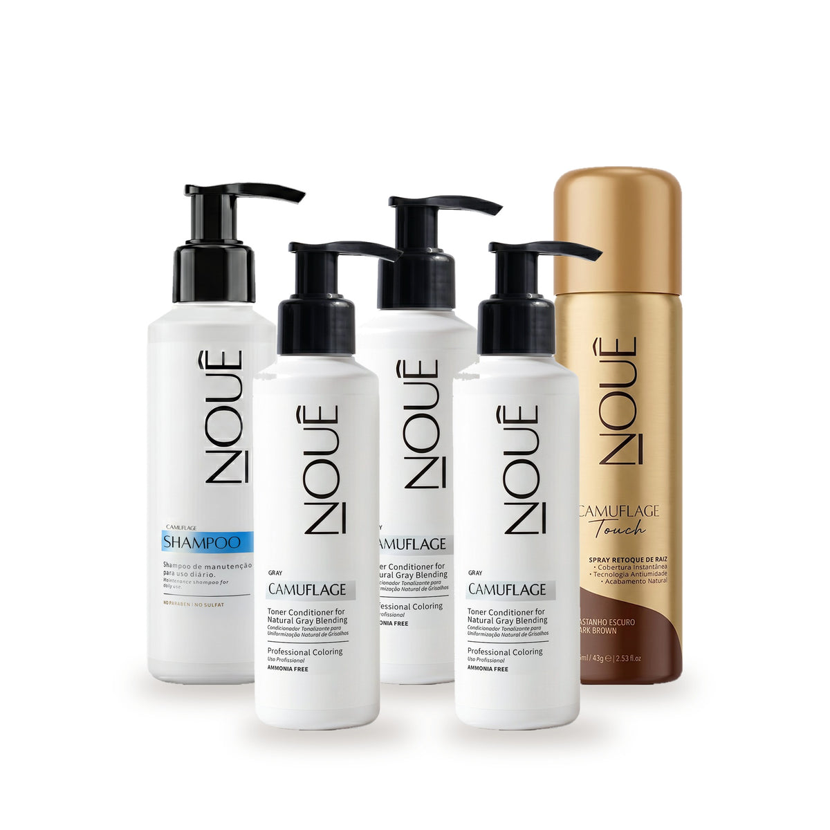 Kit Black Camufla & Retoca Gray: 3 Camuflage Gray, Camuflage Touch e Shampoo Pós #Tom do Camuflage_Gray
