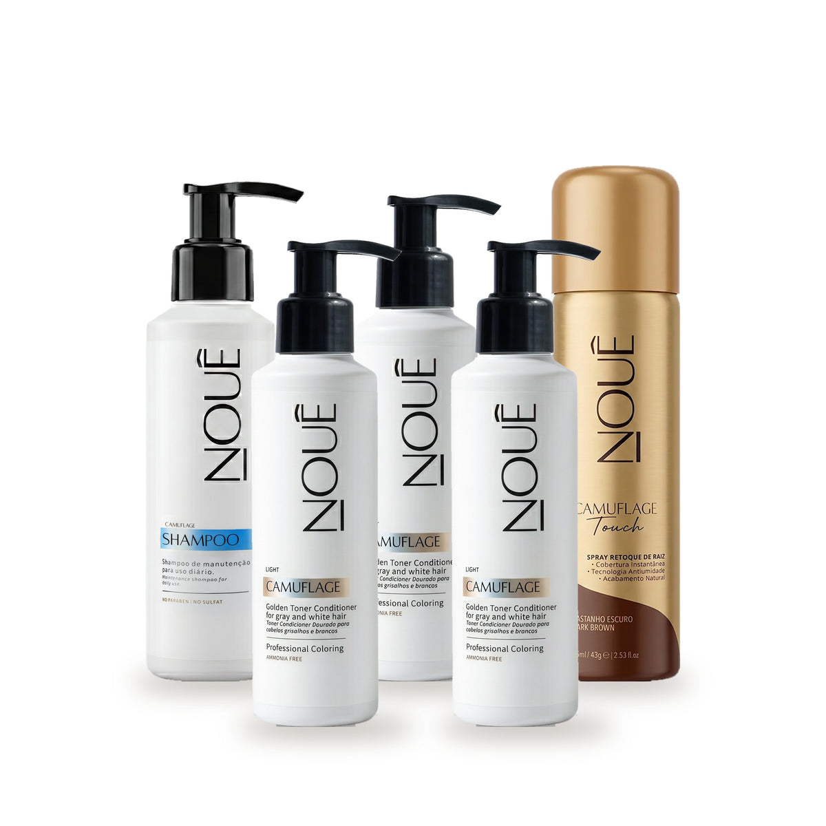 Kit Black Camufla & Retoca Light: 3 Camuflage Light, Camuflage Touch e Shampoo Pós #Tom do Camuflage_Light
