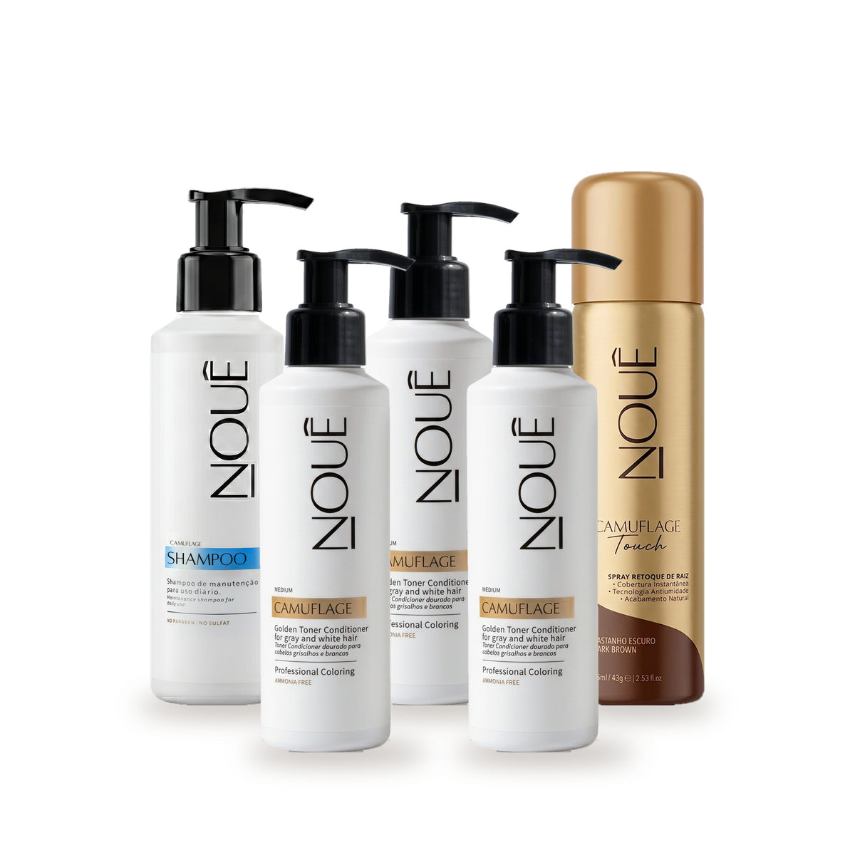 Kit Black Camufla & Retoca Medium: 3 Camuflage Medium, Camuflage Touch e Shampoo Pós #Tom do Camuflage_Medium