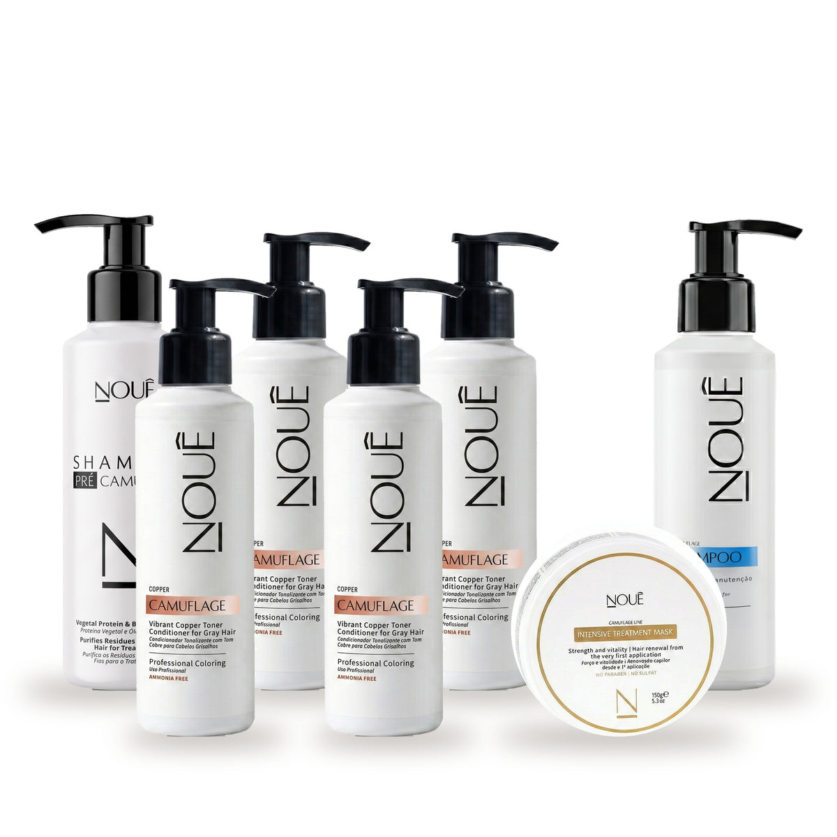 Kit Black Completo Copper: 4 Camuflage Copper, Shampoo Pré, Shampoo Pós e Máscara Camuflage #Tom do Camuflage_Copper