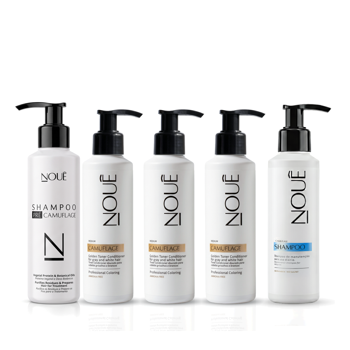 Kit Cliente Pré e Pós Medium: Shampoo Pré, 3 Camuflage Medium e Shampoo Pós Nouê
