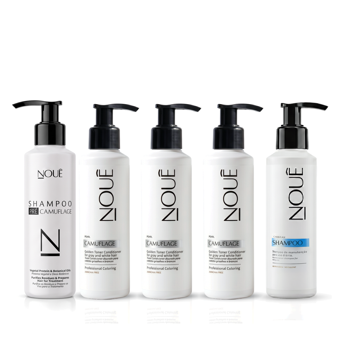 Kit Cliente Pré e Pós Pérola: Shampoo Pré, 3 Camuflage Pérola e Shampoo Pós Nouê