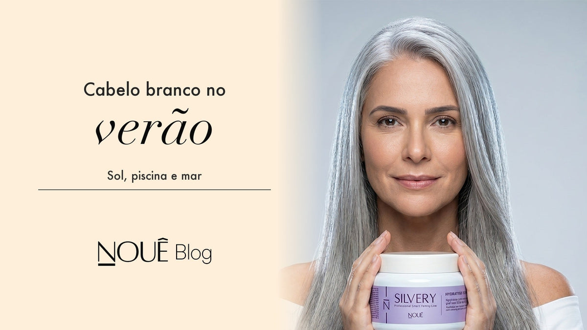 Cabelo branco no verão: sol, piscina e mar