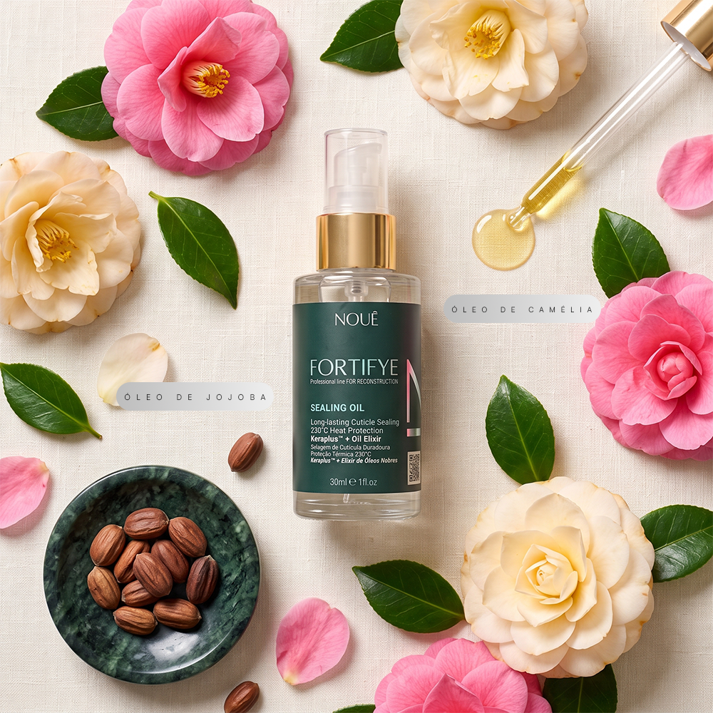 Sealing Oil Fortifye 30ml com camelia, jojoba e o oleo de camelia ao redor