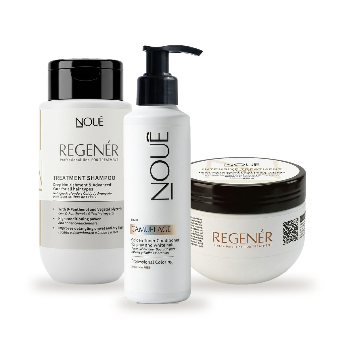 Kit Black Camufla & Nutre Light: Camuflage Light, Shampoo Nutritivo Regenér e Máscara Nutrição Intensiva Regenér #Tom do Camuflage_Light