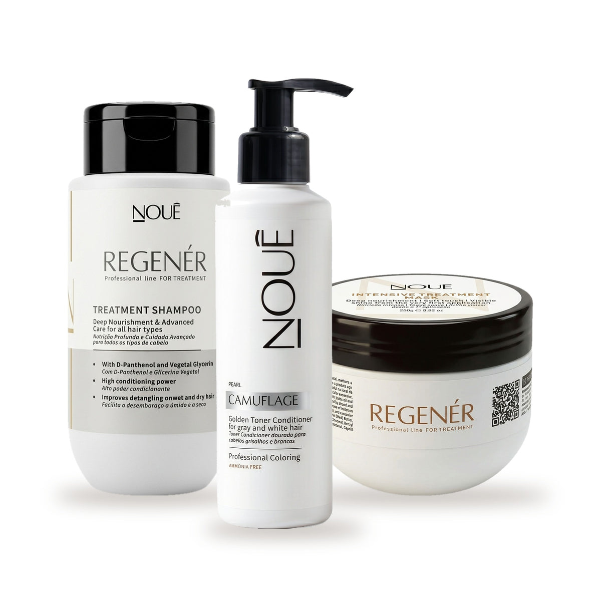Kit Black Camufla & Nutre Pérola: Camuflage Pérola, Shampoo Nutritivo Regenér e Máscara Nutrição Intensiva Regenér #Tom do Camuflage_Pérola