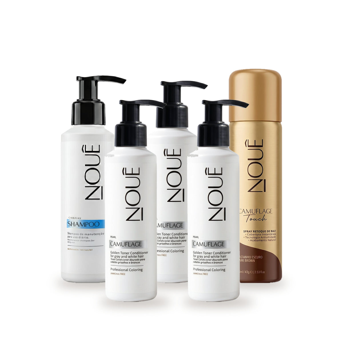 Kit Black Camufla & Retoca Pérola: 3 Camuflage Pérola, Camuflage Touch e Shampoo Pós #Tom do Camuflage_Pérola