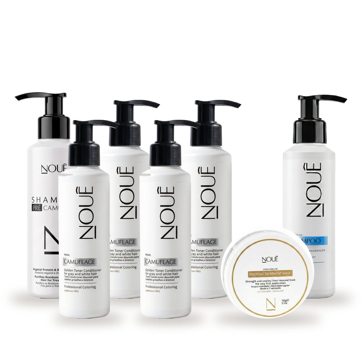 Kit Black Completo Pérola: 4 Camuflage Pérola, Shampoo Pré, Shampoo Pós e Máscara Camuflage #Tom do Camuflage_Pérola