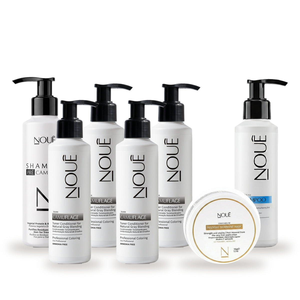 Kit Black Completo Silver: 4 Camuflage Silver, Shampoo Pré, Shampoo Pós e Máscara Camuflage #Tom do Camuflage_Silver