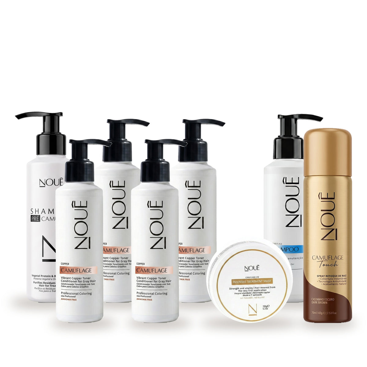 Kit Black Completo + Touch Copper: 4 Camuflage Copper, Camuflage Touch, Shampoo Pré, Shampoo Pós e Máscara Camuflage #Tom do Camuflage_Copper