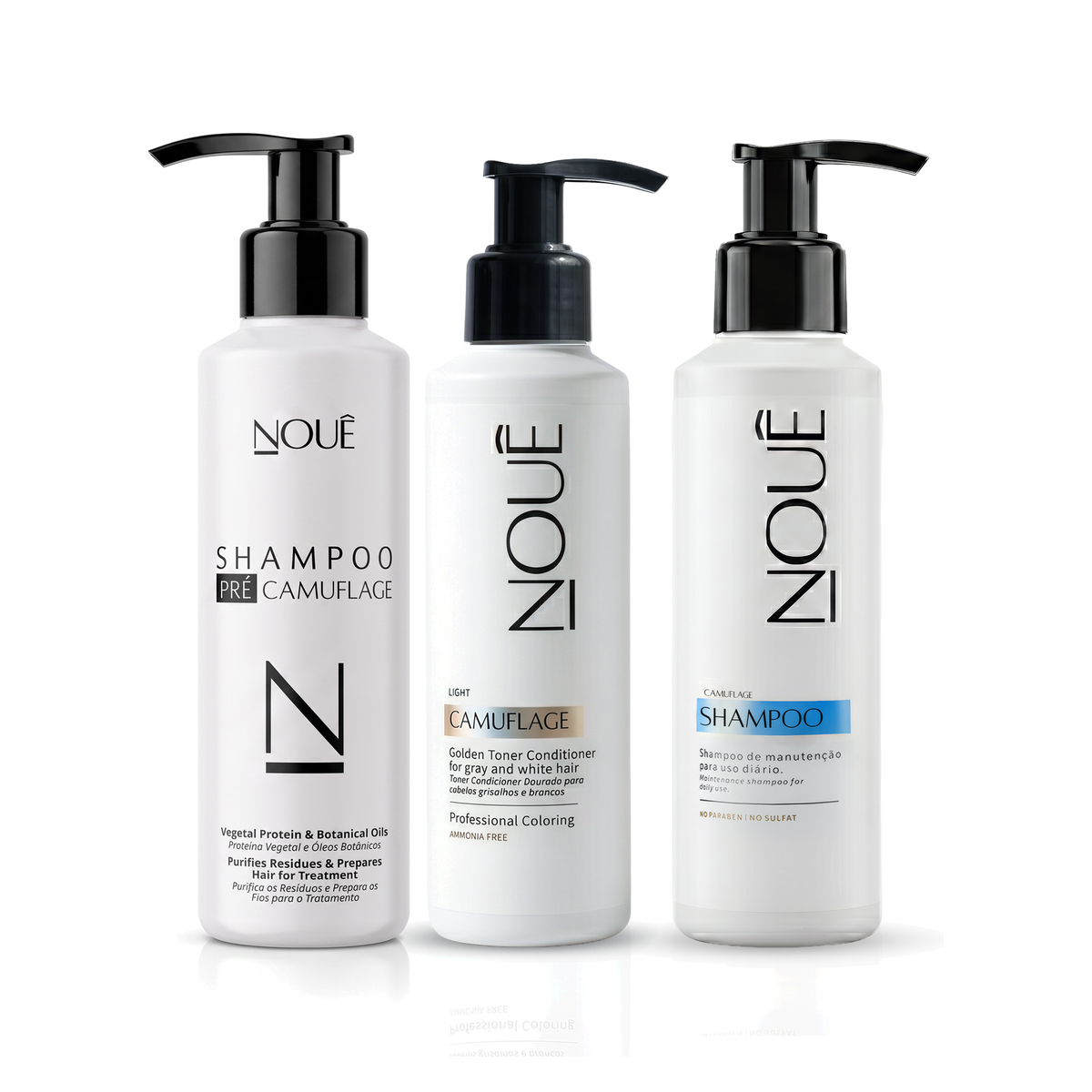 Kit Manutenção Pré e Pós Light: Shampoo Pré, Camuflage Light e Shampoo Pós Nouê