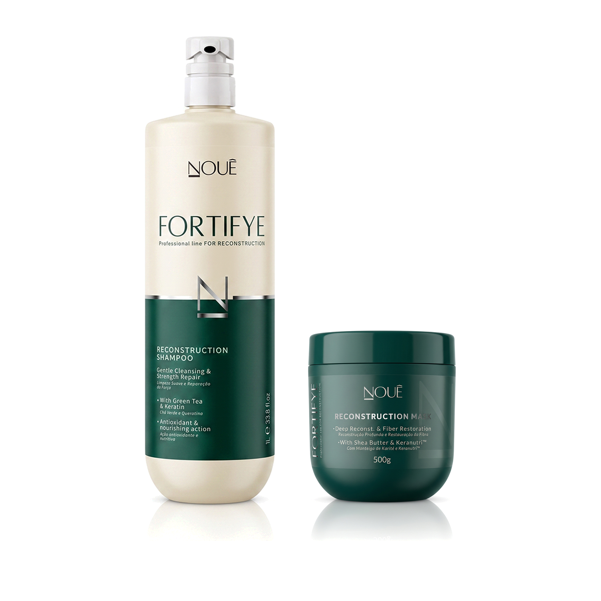 Kit Power Profissional Fortifye: 1 Reconstruction Shampoo Fortifye 1L e 1 Reconstruction Mask Fortifye 500g