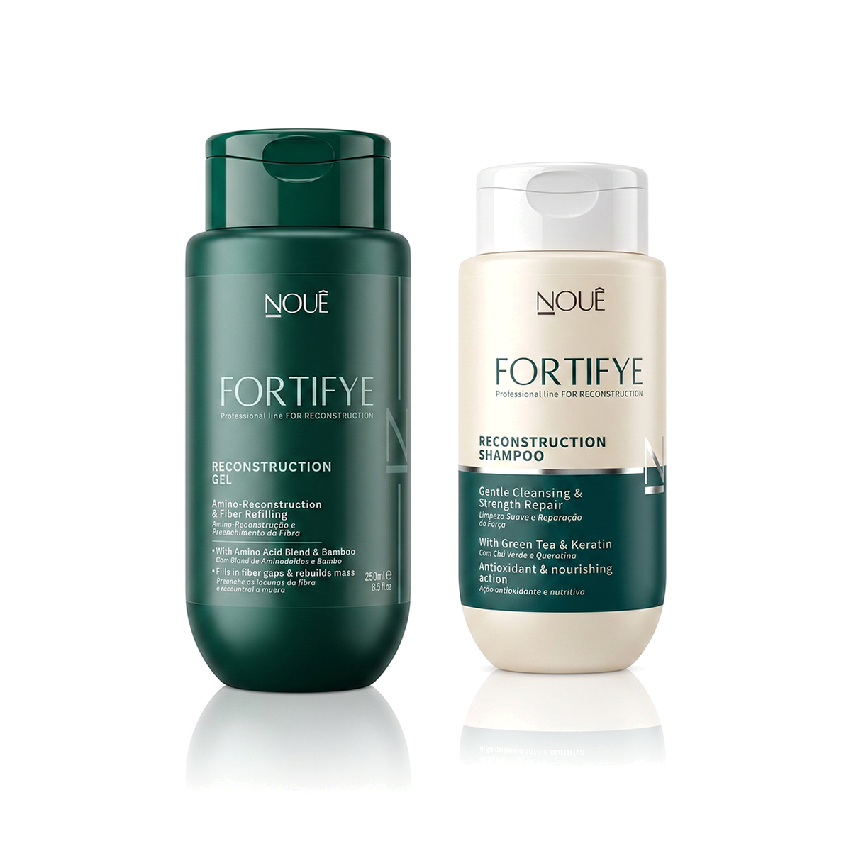 Kit Reconstrução Essencial: 1 Reconstruction Gel Fortifye 250ml e 1 Reconstruction Shampoo Fortifye 250ml