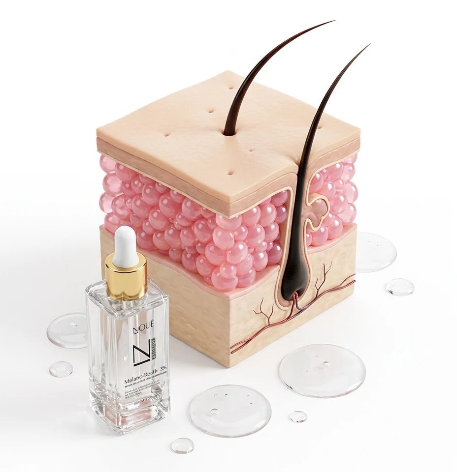 Cubo de pele em corte com o folículo